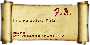 Francsovics Máté névjegykártya